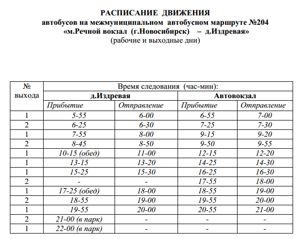 Расписание маршрутов